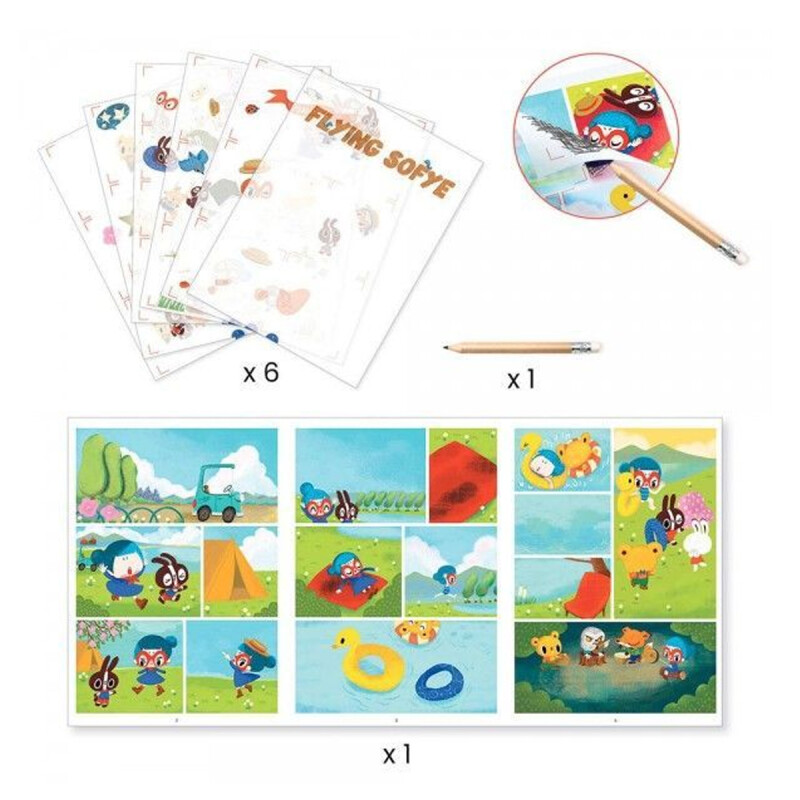 Stickers transferibles Cómic Flying Sofye Djeco Stickers transferibles Cómic Flying Sofye Djeco