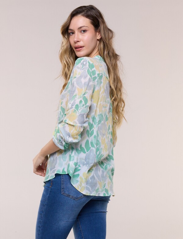 Blusa Plisada VERDE/MULTI