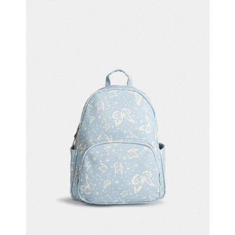 Mochila Cuerina Mariposas Azul Celeste