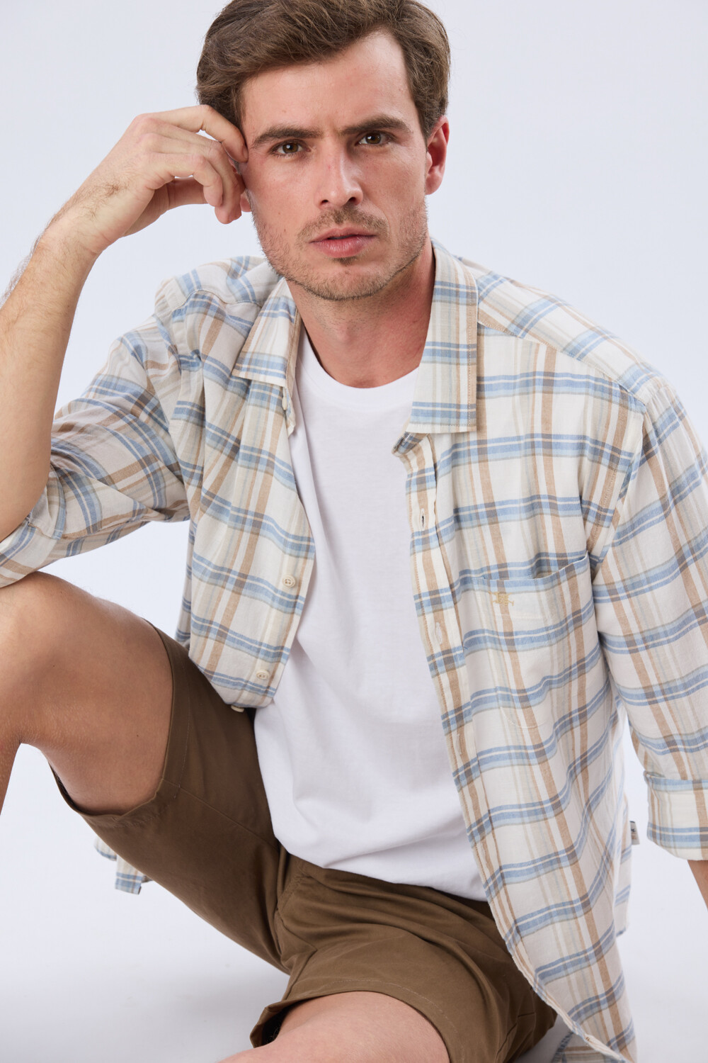 CAMISA CUADROS DE LINO Verde
