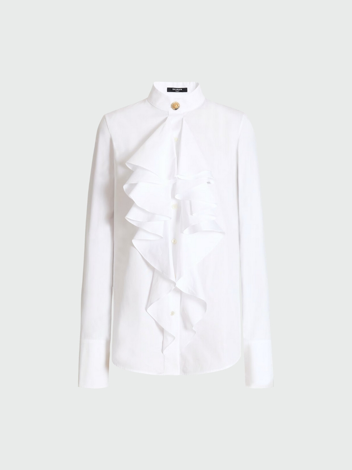 BALMAIN - SHIRT RUFFLED POPLIN Blanco