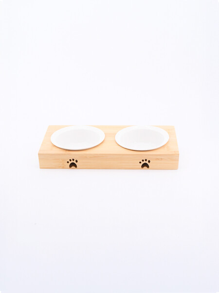 PLATO DOBLE DE BAMBOO CON CERÁMICA MADERA