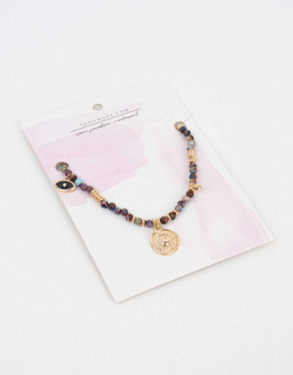 Collar Con Piedritas - Dorado 