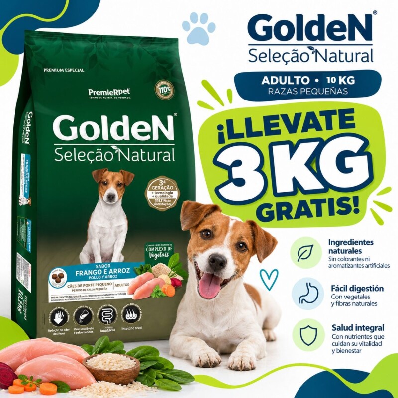 GOLDEN NATURAL PERRO ADULTO RAZA PEQUEÑA 10.1 KG + 3 KG DE REGALO GOLDEN NATURAL PERRO ADULTO RAZA PEQUEÑA 10.1 KG + 3 KG DE REGALO