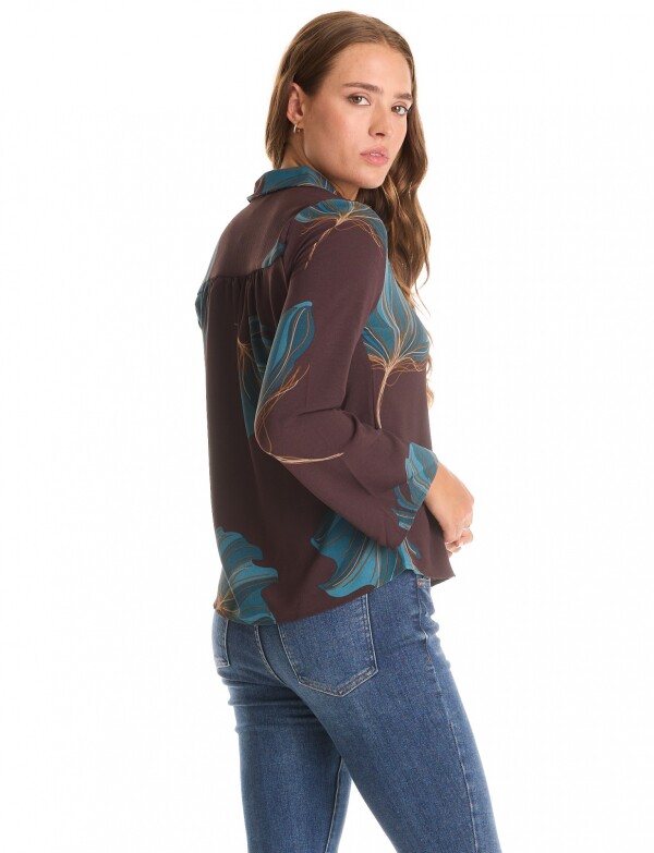 Camisa Printed Det Hombros MARRON/MULTI