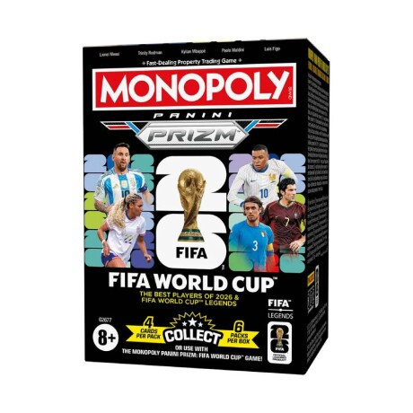 Monopoly Panini Prizm Copa Mundial de la FIFA 2026 - Caja de Cartas Monopoly Panini Prizm Copa Mundial de la FIFA 2026 - Caja de Cartas