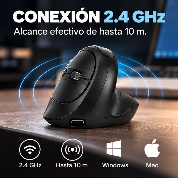 Mouse Vertical Inalámbrico Xtrike Me GW-301 4000 DPI Negro 1