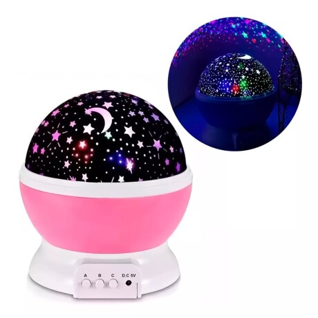 Lámpara Veladora Proyector Estrellas y Luna Luz Giratoria Rosa
