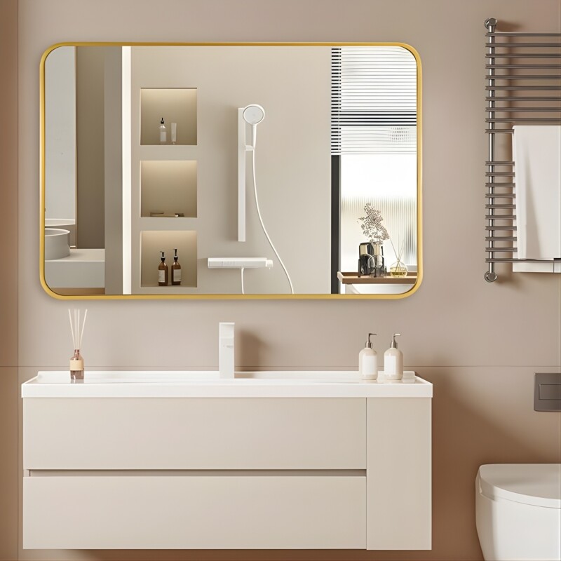 Espejo Horizontal Lumax Xindi Marco Rectangular 120 x 70cm Dorado