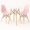 Juego de comedor Con Mesa Circular de 80cm + 2 Sillas Eames Rosa