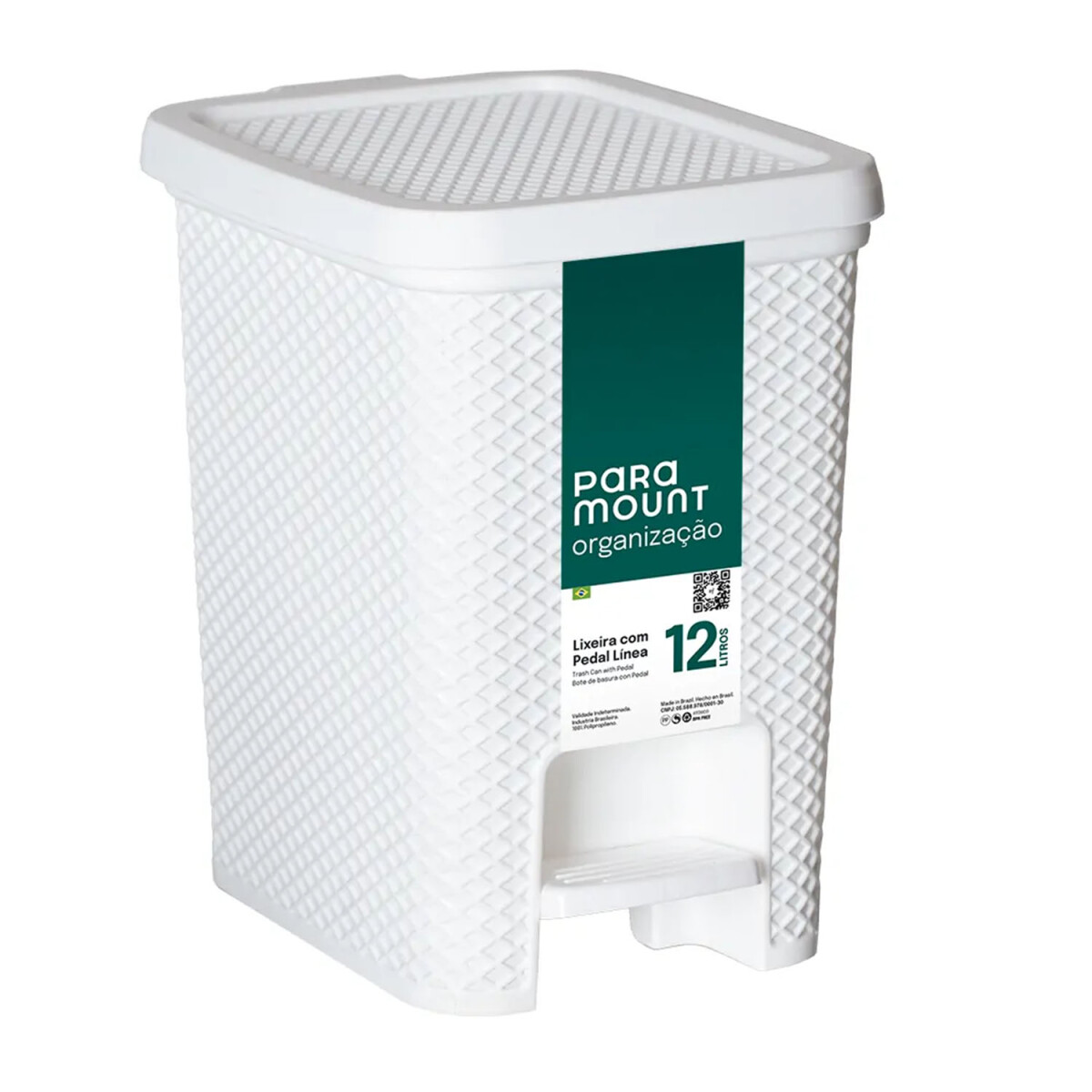 Tarro Papelera Basura Residuos c/ Pedal 12Lt Línea Paramount - Blanco 
