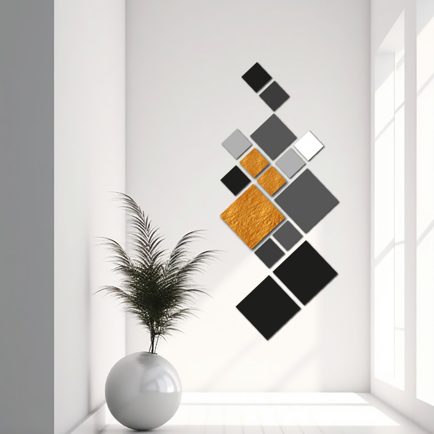 Cuadro Decorativo Moderno de Madera MDF Abstracto Incluye 15 Cuadrados de  Diferente Tamaño y Color