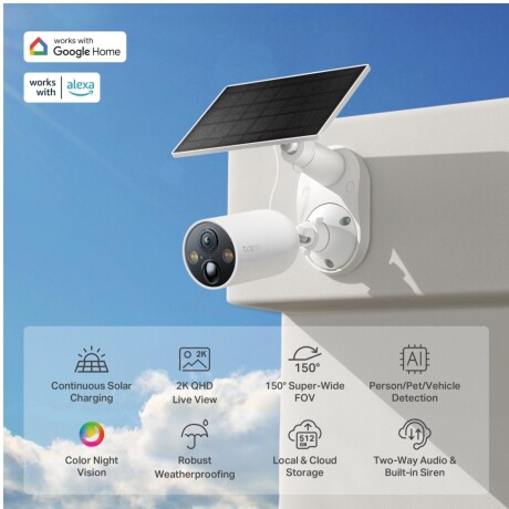 Kit Cámara De Seguridad Smart TAPO C425 2K Con Batería + Panel Solar Kit Cámara De Seguridad Smart TAPO C425 2K Con Batería + Panel Solar