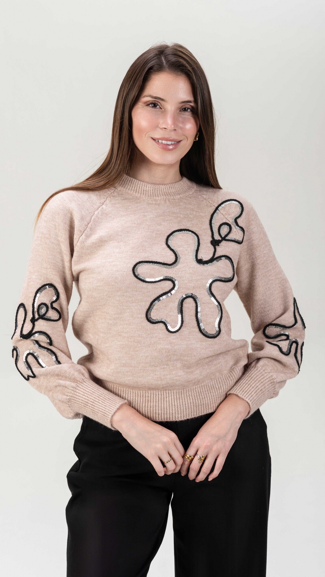Sweater Flor Beige