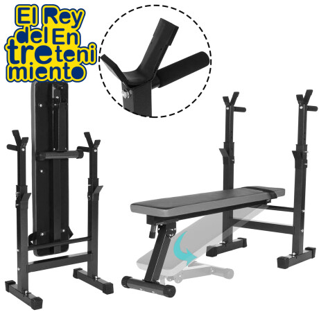 Banco De Pecho + Barra 1.50m + 2 Mancuernas + 40kg 2x10Kg+2x5Kg+4x2.5Kg