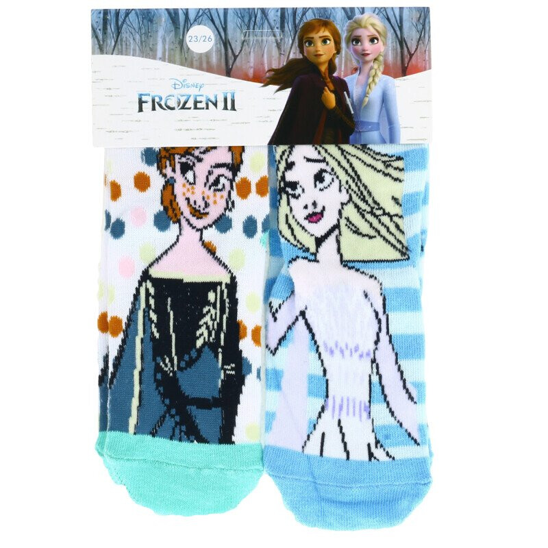 Medias Infantiles Disney Frozen II x2 Blanco - Verde Agua - Celeste