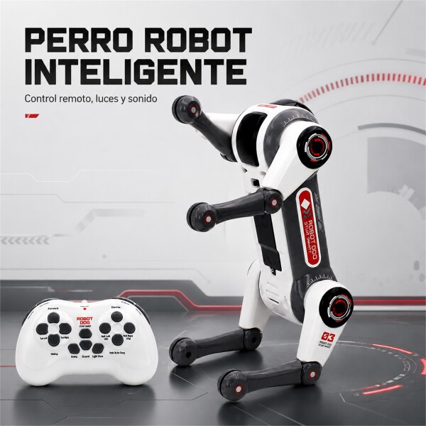 Perro Robot Inteligente con Control Remoto, Luces y Sonido GRIS