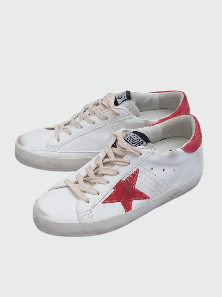 Golden Goose-Championes de cuero acordonados, Super Star - Blanco 
