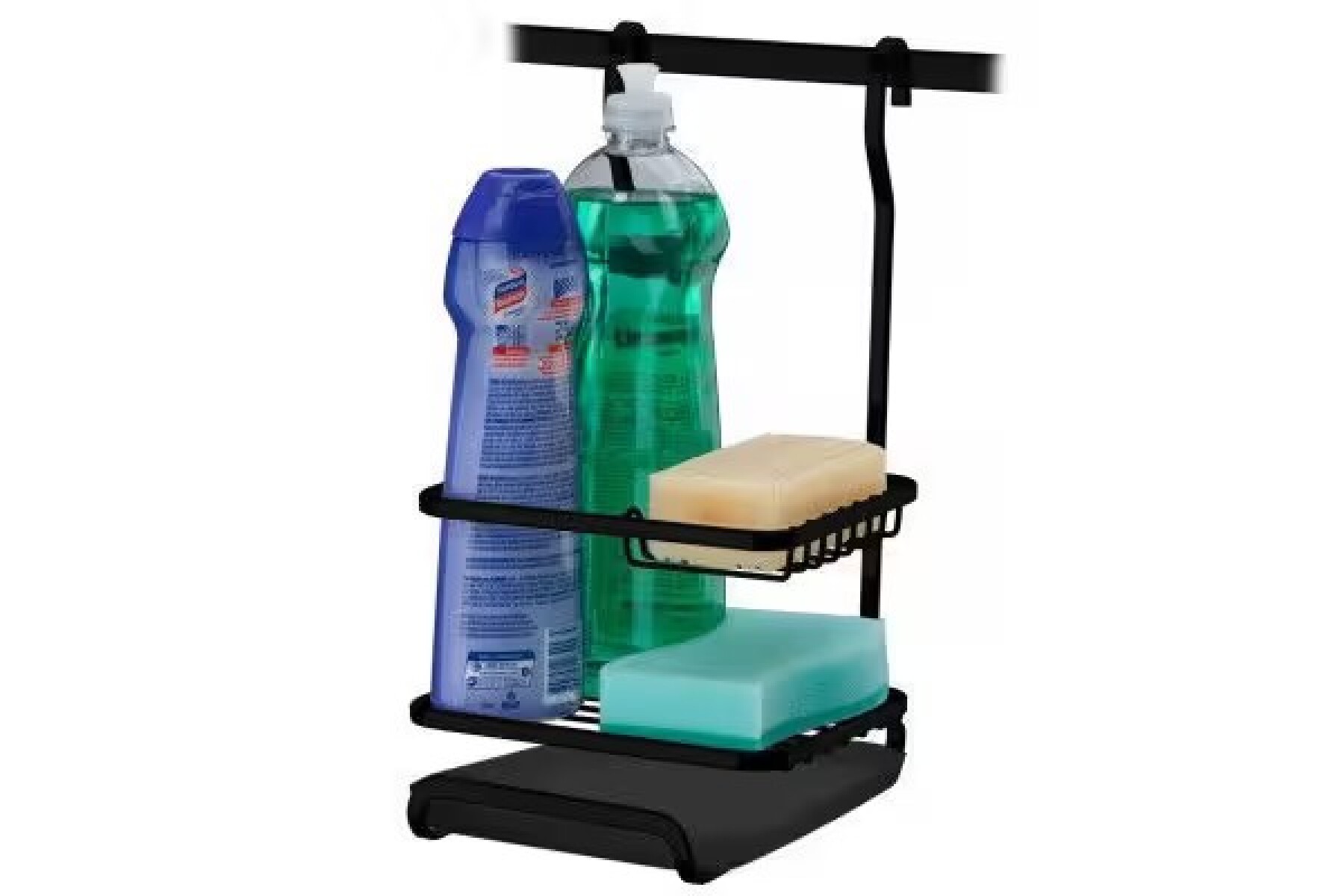 Porta Detergente, Jabón Y Esponja Negro Mate 