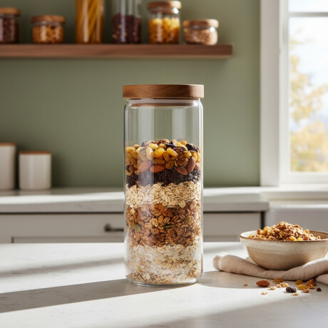 Frasco de vidrio cilíndrico con tapa rosca 1250ml TRANSPARENTE