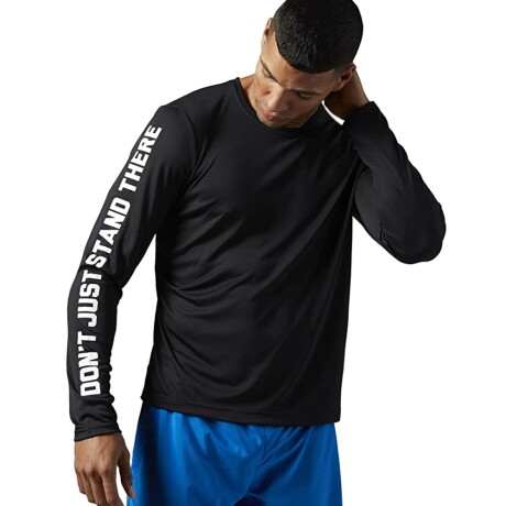 Camiseta Reebok Para Hombre Re Ls Tee Deportes Running Negro