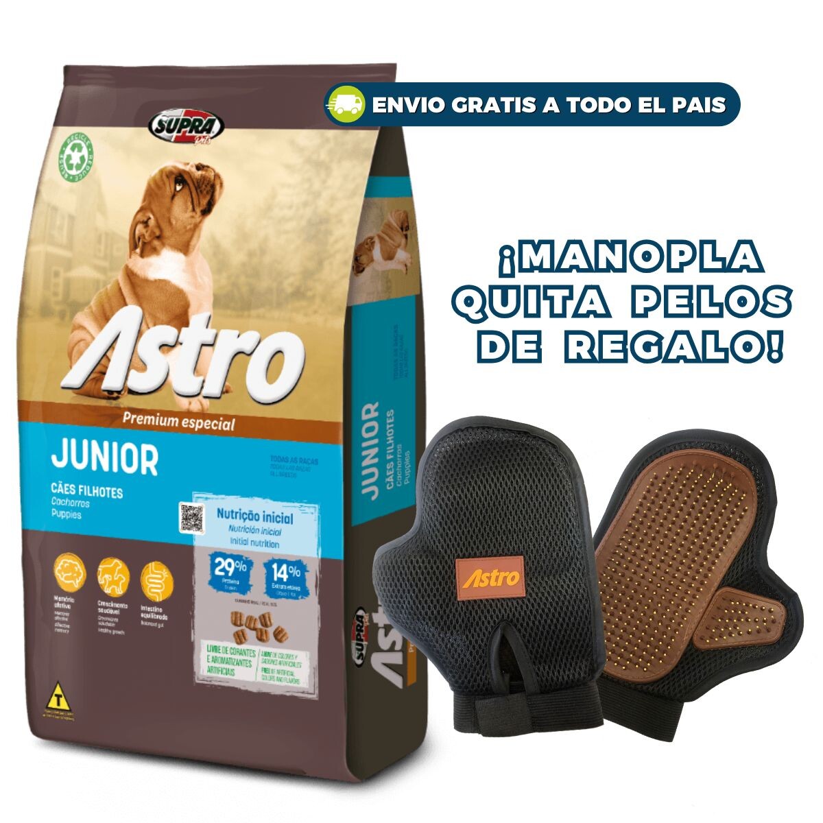 ASTRO CACHORRO PREMIUM ESPECIAL 14 KG + GUANTE QUITA PELOS DE REGALO 