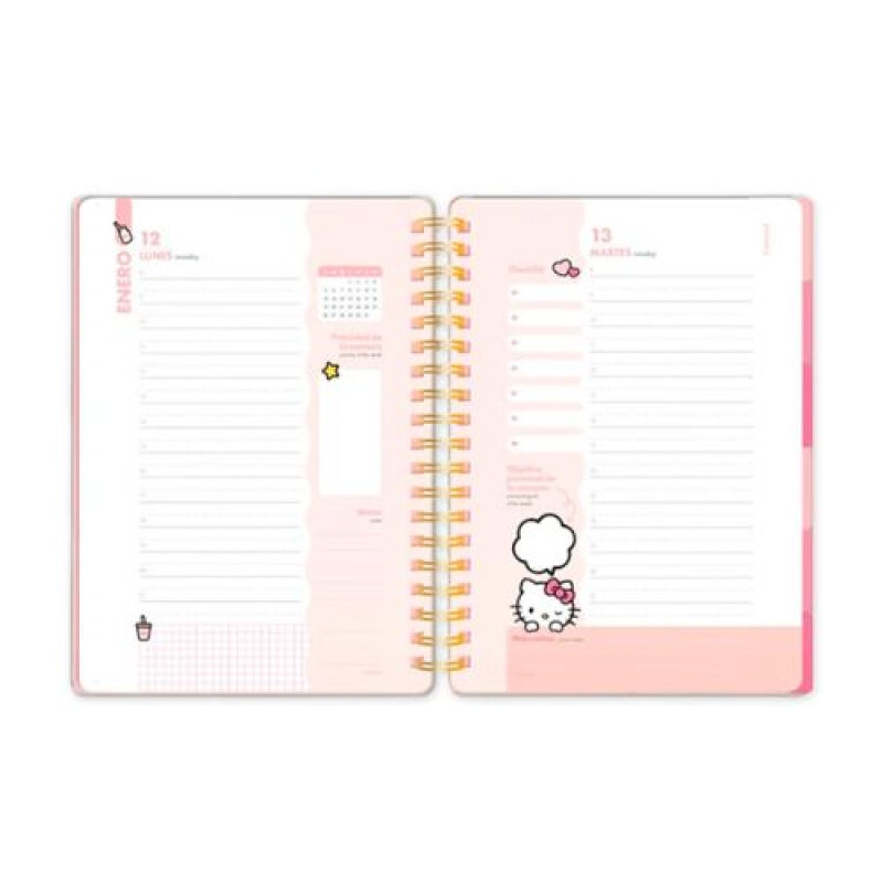 Agenda Hello Kitty Mooving día por página espiral 2026 Agenda Hello Kitty Mooving Día Por Página Espiral 2026