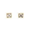 Caravanas Cuadrados de oro- Oro bajo - Zirconia blanca - CA8060 conpiedra