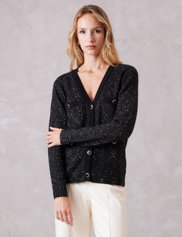 Cardigan Tweed Sparkle NEGRO