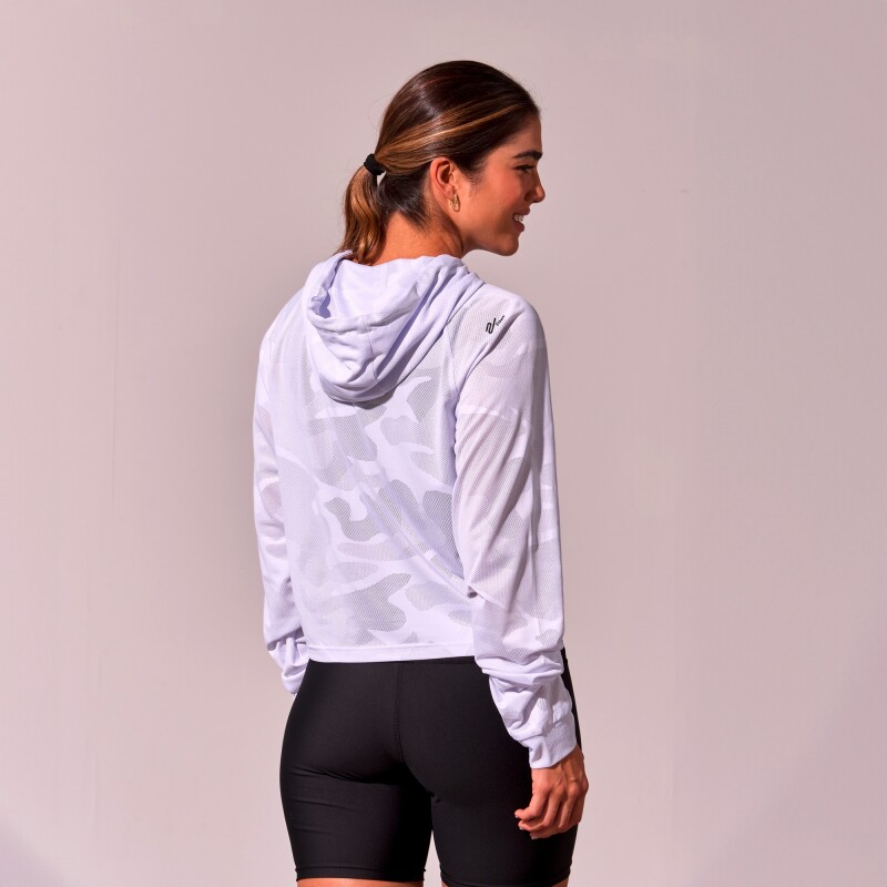 Abrigo Hoody Mesh Crhistie de Mujer Blanco