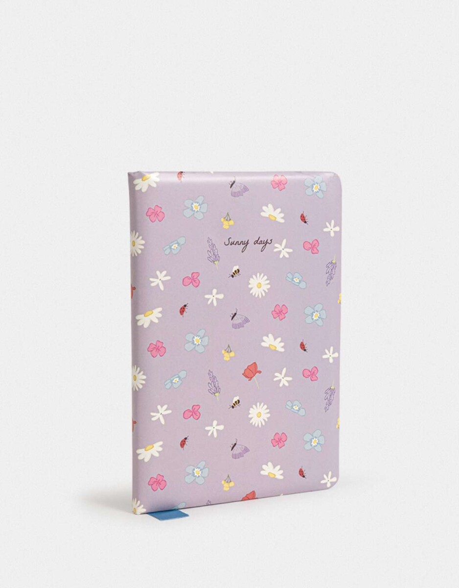 Cuaderno A5 Tapa Dura De Pu Estampado - Violeta Lila 