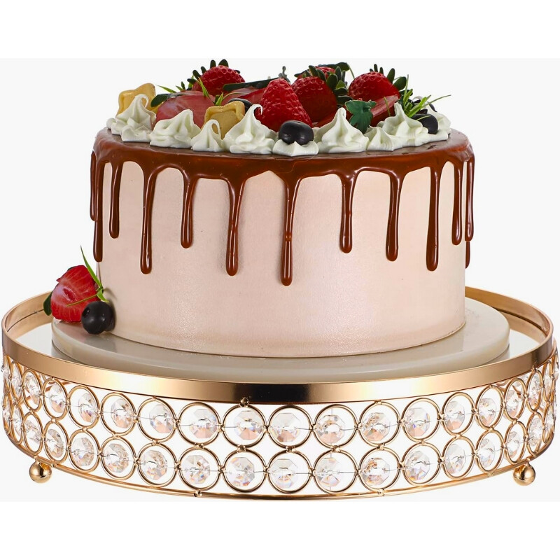 Soporte de Torta de 25CM Rosa Oro C/ Espejo y Diamantes Soporte de Torta de 25CM Rosa Oro C/ Espejo y Diamantes