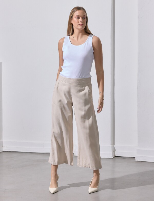 Pantalon Lino Crop BEIGE