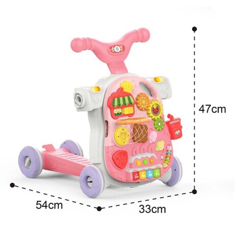Caminador 4en1 Patineta Bugy Mesa Actividades Música Huanger Rosa