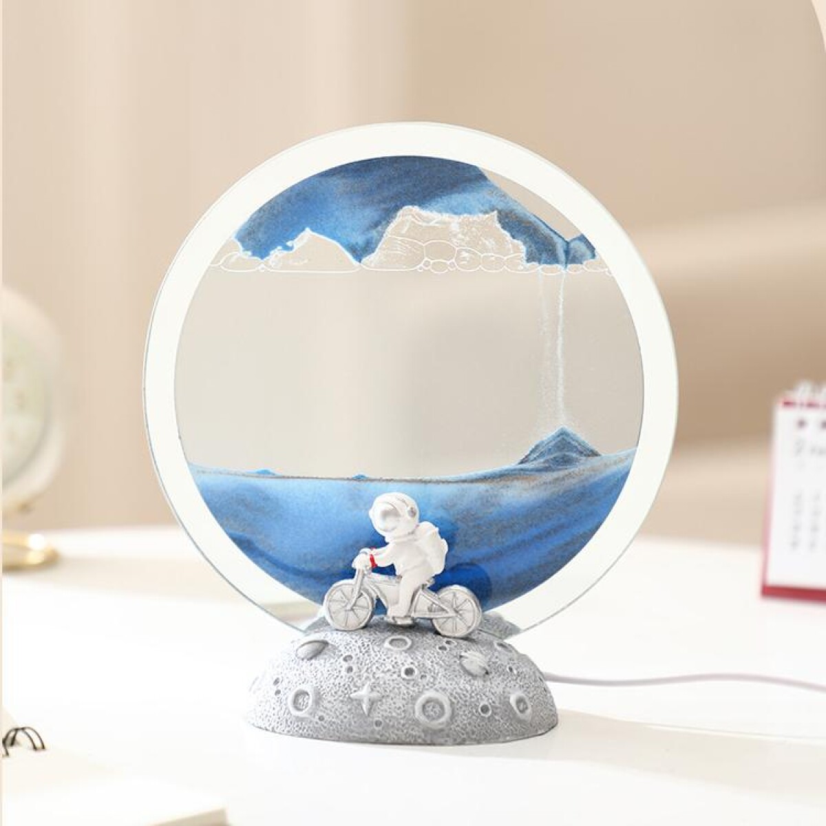 Cuadro De Arena Astronauta Anillo Con Luz - Azul 