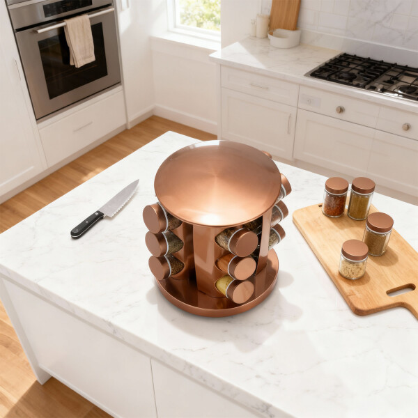 Especiero Giratorio con 12 Frascos Porta Condimentos Cocina Acero inoxidable Imback Color Cobre Especiero Giratorio con 12 Frascos Porta Condimentos Cocina Acero inoxidable Imback Color Cobre