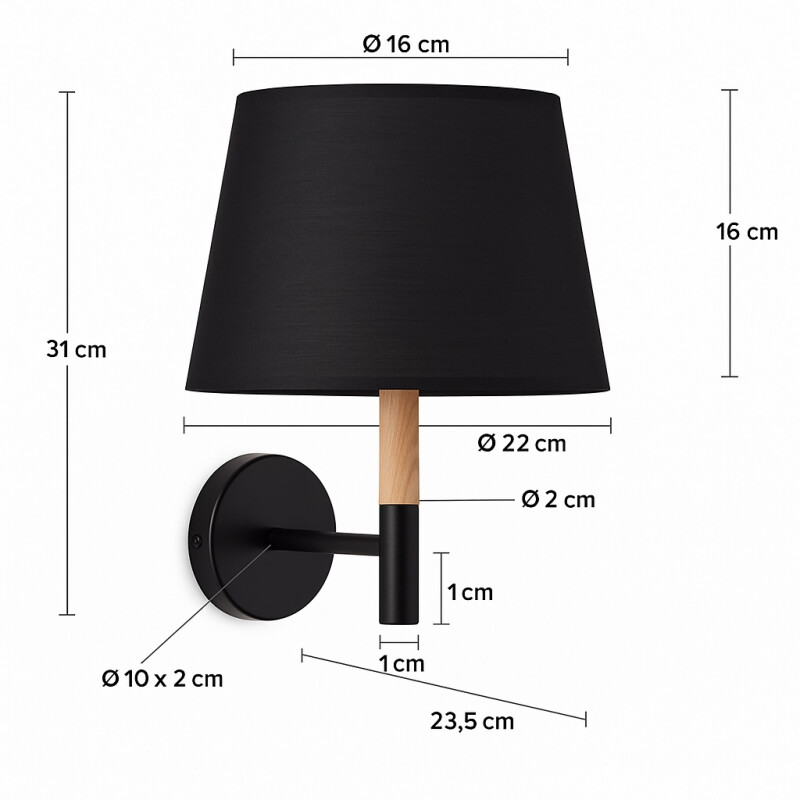 Aplique De Pared Colgante Túnez Negro Negro