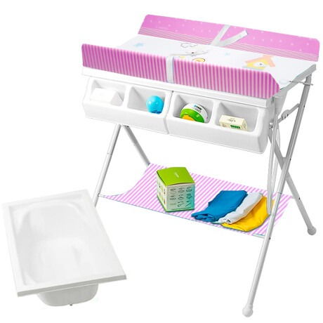 Bañito Bebé Plegable Con Cambiador Y Organizador Rosa
