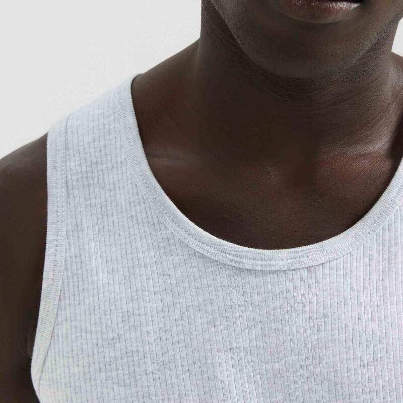 CAMISETA REGATA MASC BRANCO MESCLA