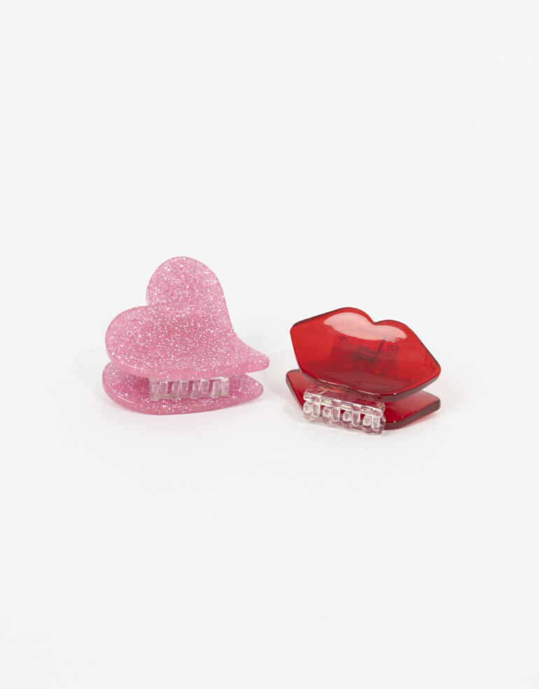 Broches Sets Glitter Set De Broches De Corazón Y Boca - Combinacion Bicolor