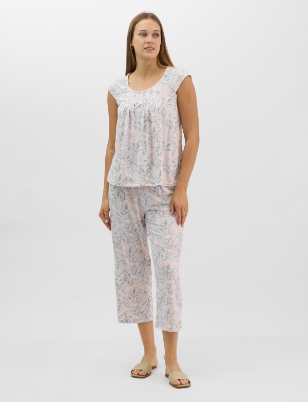 Pijama Con Capri MULTI/GRIS