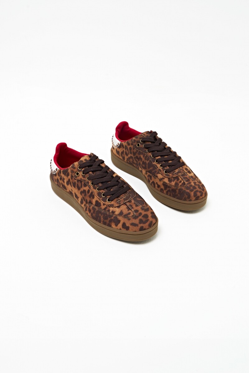 Zapatilla estampa leopardo - tostado 