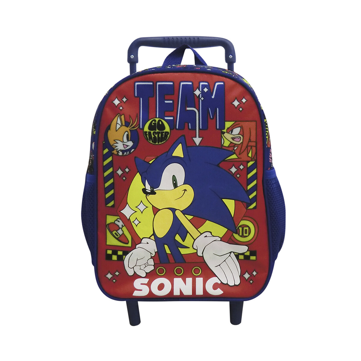 Mochila Infantil Sonic con Carro Tafeta Chica 30 x 23 cm - ROJO/AZUL 