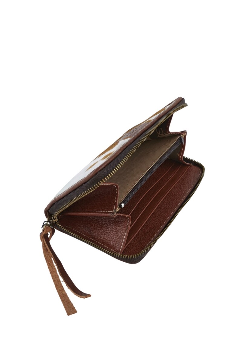 Monedero de piel genuina Marrón claro