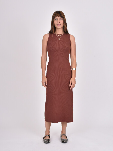 VESTIDO OLBA MARRON OSCURO