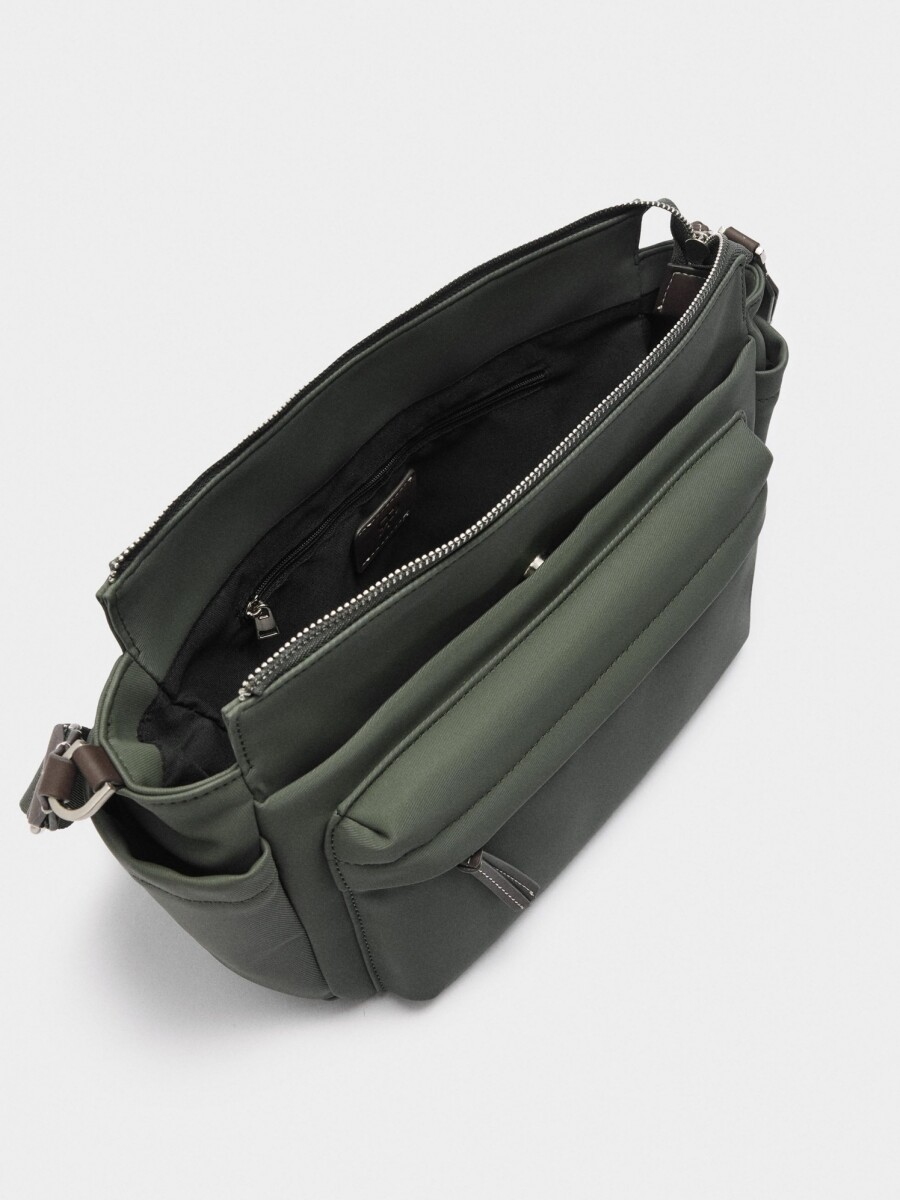 Bolso Bandolera Efecto Nylon caqui