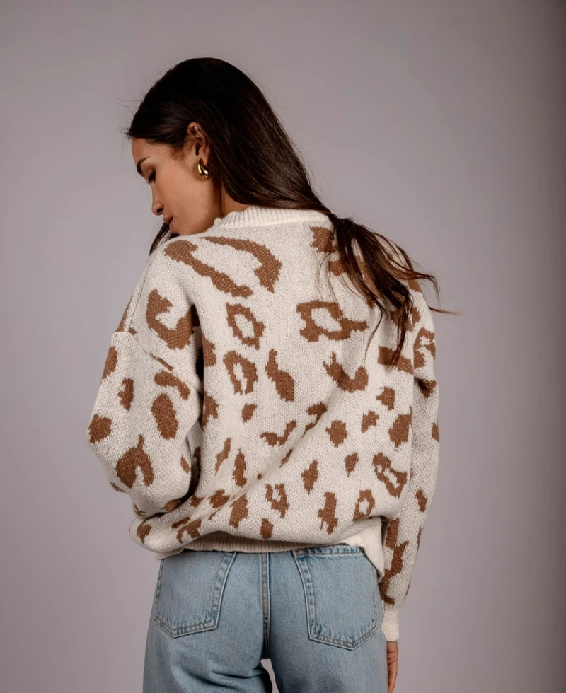 Buzo Print blanco con beige