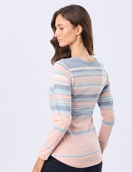 REMERA RAYADA DE ALGODÓN Coral