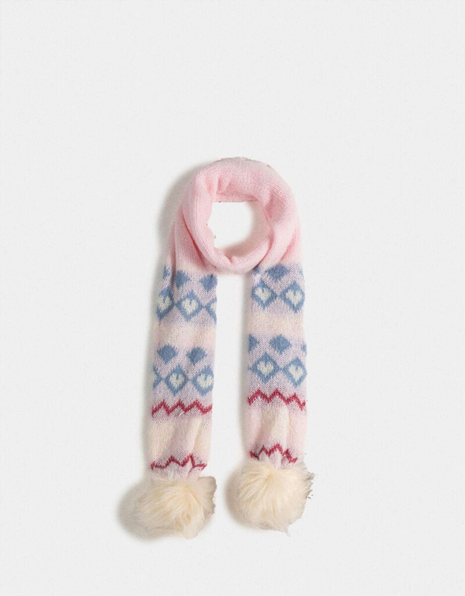 Bufanda Infantil Con Pompones - Combinacion Multicolor 