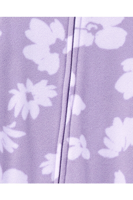 Pijama uno pieza de micropolar, con pie, diseño floral Sin color